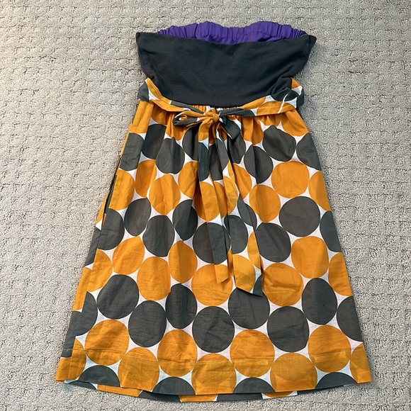 Strapless Anthropologie Hype Sundress polka dots colorful multicolor fit flare - Picture 10 of 14
